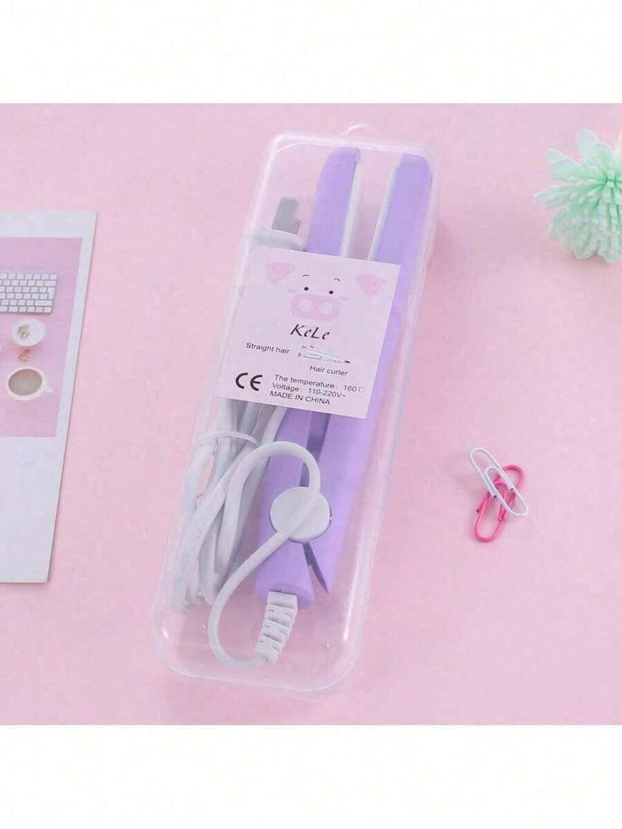 Mini Chapinha Prancha De Cabelo Portátil Com Case Transporte Bivolt Estojo - Roxo - Visão 1