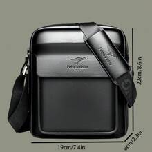 Men's Professional Shiny Leather Messenger Bag, Suitable For Business Travel, Men's Fashion Black Synthetic Leather Crossbody Bag - Adjustable Strap, Multi-Compartment Business Casual Shoulder Bag With Embossed Dinosaur Logo, Suitable For Office Use, Multi-Function Messenger Bag | Men's Fashion Accessory | Metal Zipper Trim Mini Bag Small Bag Purse Small Bag For Men Retro Bag Body Bag For Men Side Bag
