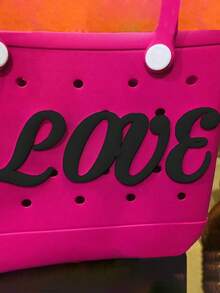 1pc Black Letter Beach Bag Accessory Decoration Pendant Insert Pocket Accessory, Letter A-Z, Suitable For Women's Rubber Beach Tote Bag, EVA Bag, Personalized Handbag, 3D Letter DIY Bag, Y2K Sticker - Black - View 4