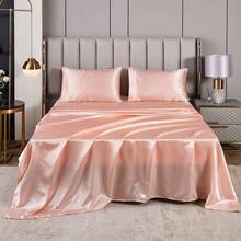 Satin Comforter Set 7 Pieces Bed In A Bag Luxury Polyester Satin Bedding Set With Comforter Pillowcases And Sheets Sets Pompoms Design Super Soft Silk Like Silky Satin Bed Set For All Season - Pink - View 4