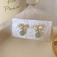 Elegant Delicate Design Pearl, Cat Eye Stone Earrings, Chic & Sweet Ear Jewelry