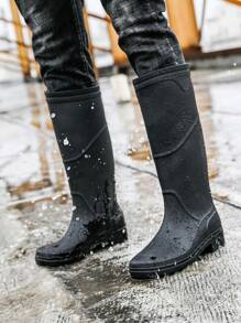 1 par de botas altas para hombre para pesca/lluvia, botas de trabajo versátiles impermeables antideslizantes, botas de goma gruesas y duraderas