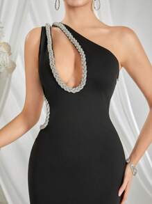 Black Cutout Gown Dresses For Semi-Formal Prom Cocktail Party For Birthday, Graduation, Dinner Party, Homecoming Dance, For Evening, Wedding Guest