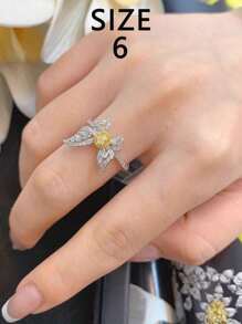 1pc S925 Sterling Silver Butterfly Design Elegant Vintage Women's Ring With Yellow Zirconia, Versatile For Everyday Wear, Suitable As Women's Gift, Jewelry