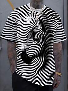 2pcs Men's Summer Casual Horse Pattern 3D Digital Print Short Sleeve T-Shirt And Shorts Set - Multicolor - View 3