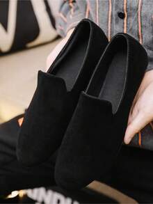 Herren Slip-On Freizeitschuhe, koreanische Version, atmungsaktive vielseitige Loafers, geeignet für sommerliches Autofahren - Schwarz - Übersicht 2
