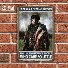 1PC Military Soldier Tin Sign, Vintage Military Wall Art, Inspirational Quote, To Risk So Much For People Who Care So Little, Retro Soldier Poster, Perfect For Man Cave, Office, Bar Decor, Great Gift For Military Fans, 8x12 Inches / 20x30 Cm - 8x12吋/20x30公分-1件 - 查看 5