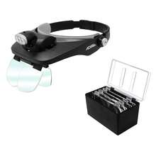 Lupa Manos Libres Luz Led Negra Lentes Pilas Gratis - Multicolor - Ver 1