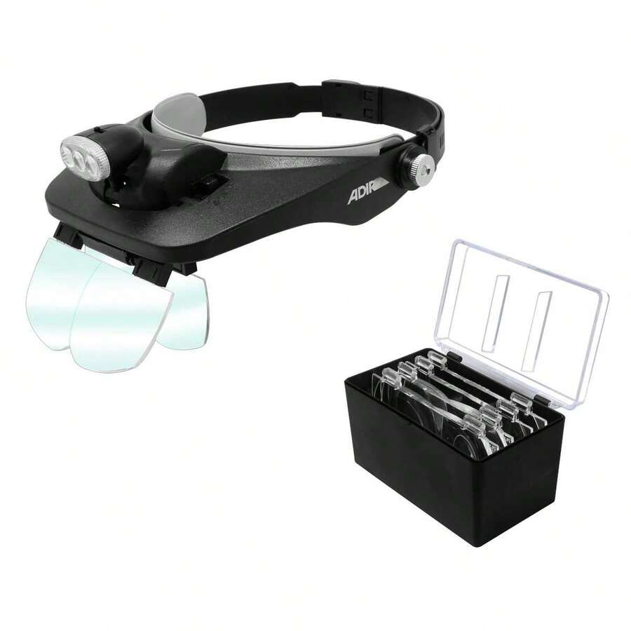 Lupa Manos Libres Luz Led Negra Lentes Pilas Gratis - Multicolor - Ver 1