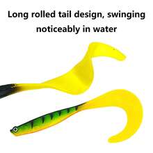 5pcs Lifelike Soft Worm Swim Baits - Soft Lures For Effective Fishing With Realistic Design - Long Twister Tail Fishing Bait For Freshwater And Saltwater,12cm/7g - Multicolor - View 8