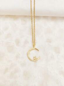 1 pièce Ensemble de collier de strass élégant avec étoiles et lune, chaîne claviculaire simple et raffinée pour femmes, convient pour les fêtes et les cadeaux, adapté pour un port quotidien ou festif, convient pour les voyages et les vacances