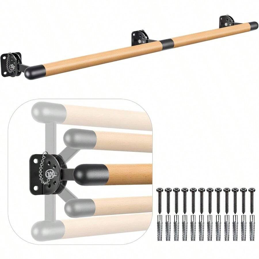 100300cm Ballet Barre Adjustable Wooden Dance Stretching Bar Wall Mounted Home Barre Workout Equipment With Metal Support Bracket Holder For Girls And Adults 4cm Diameter - 200cm - View 1
