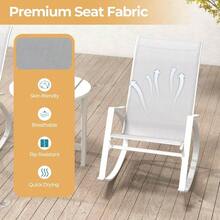2PCS Garden Rocking Chairs, Ergonomic Outdoor Fabric Rocking Armchairs Lounge Chairs With High Backrest, Metal Frame Patio Rocking Seat Porch Rocker For Backyard, Balcony, Deck - Grey - View 4