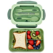 1pc 1200ml Bento Lunch Box With Cutlery Set And Leak-Proof Lid, 3 Compartment Food Containers Suitable For Adult Men And Women, For Camping, Meal Prep, School Supplies, Back To School, Kitchen, Christmas Gifts (Cutlery, Lunch Box And Storage Bag Included)