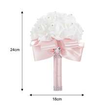 Artificial Wedding Bride Bouquet Handheld Bridesmaid Flower With Ribbon - Red Bean Paste Color - View 6