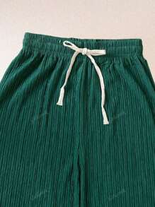 Kit de 3 pantalones de pierna amplia para mujer, multicolor, casual y elegante, tela de algodón y poliéster, bolsillos funcionales, ajuste de cintura natural con resorte y cordón, frescos y ligeros, ideales para temporadas de primavera, verano e inicios de otoño. Te llegarán 3 pantalones en colores al azar.