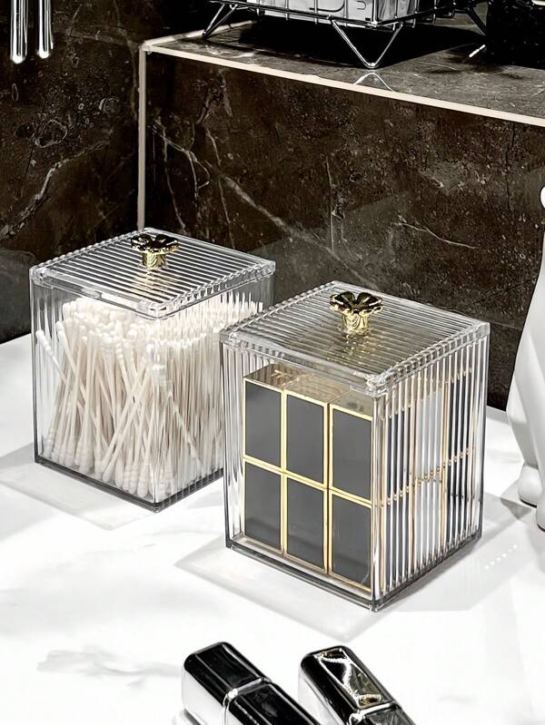 Boîte de rangement pour cotons-tiges, étanche, anti-poussière, anti-chute, avec couvercle transparent, convient pour le bureau, la coiffeuse, le salon, la salle de bain, le bureau, l'école, le rangement de petits objets, le réservoir de stockage, transparente anti-poussière, décoration de la pièce, petites boîtes, boîte d'emballage, boîte de rangement pour cotons-tiges, boîte de rangement pour boucles d'oreilles et anneaux, boîte pour cotons-tiges, boîte pour cure-dents, cadeaux de Noël, d'Halloween et de la Saint-Valentin, boîte de rangement pour le maquillage, pour les vacances à la plage, la collection de salle de bain, la collection de chambre à coucher, grande capacité