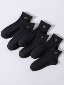 8 Paar Damen Knöchelsocken mit Herz Muster, schwarz/weiß/grau