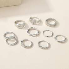 1 Set 10pcs/Set Starry Design Diamond Inlaid Rings