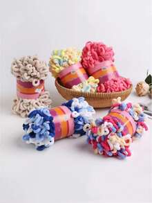 1 Hank (8m) Soft Loop Yarn, Chunky Sweet Donut Design, Suitable For Handmade DIY Projects Such As Dolls, Bags, Sweaters, Blankets, 100g Per Piece - Multicolor - View 8