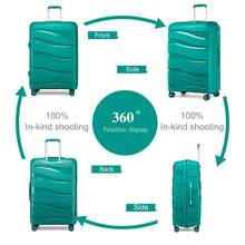 Suitcase 14 20 24 28 Inch Cabin Carry On Check In Lightweight PP Hard Shell Travel Luggage Set TSA Lock Spinner Wheels Single Holiday Business Family - Malachite Green - View 5