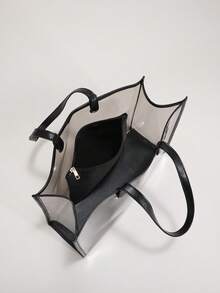 Summer Beach Transparent PVC Tote Bag With Small Pouch, Shoulder Bag For Women - Black - View 3