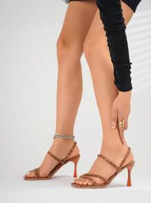 Modisch, lässig, sexy, elegant, bequeme Slip-On Farbblock High Heel Sandalen für Damen, Sommer
