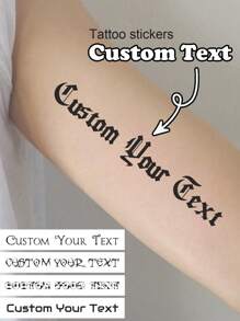 LICVIC 1-20pcs Custom Personalized Fake Tattoos Temporary, Custom Tattoos, Personalized Temporary Tattoos, Multicolor Text Stickers, For Birthday Party Wedding Bride Groom Decor, Custom Text, Personalized Text, Variety Of Styles, Make Your Own Temporary Tattoos, Name/Text/Customizable Face Tattoos For Bachelorette Party Graduation Birthday Wedding Colorful, Leisure, Basics, Casual, Soft, Unique, Customized, Personalized, Custom, Ideal Gifts For Her, Girlfriend, Her, Boyfriend, Friends, Stickers, Stickers
