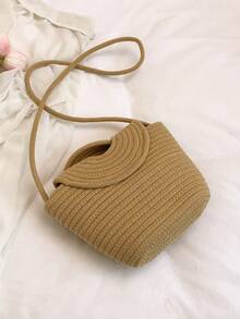 2025 New French Niche Woven Women's Handbag, Summer Beach Vacation Bag, Large Capacity Tote Vegetable Basket, Holiday - Khaki - View 7