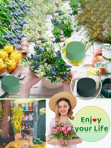 2/5/6/10pcs Mini Floral Foam Blocks, Plant Foam, Green Wet & Dry Flower Foam, For Fresh Or Artificial Floral Arrangements, Suitable For Weddings, Birthdays, Home And Decor, Garden Decorations - Green Round - View 4