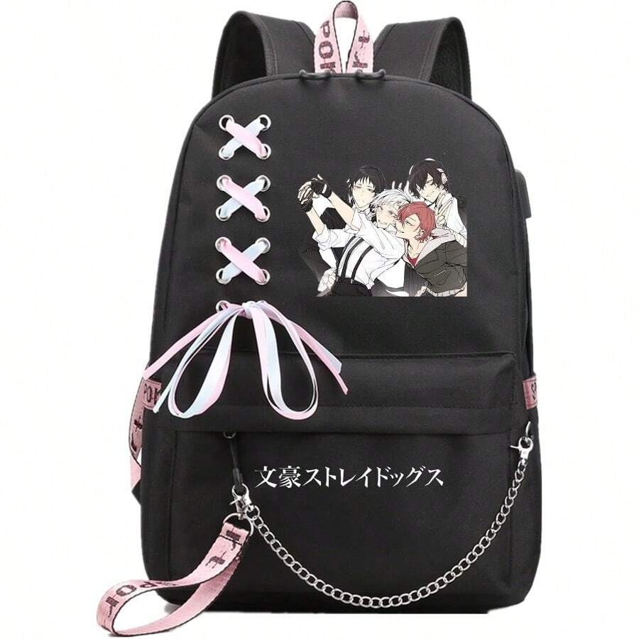 ISaikoy Anime Bungo Stray Dogs Backpack Shoulder Bag Bookbag School Bag Daypack Color - Black22 - View 1