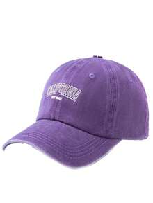1pc California Washed Baseball Cap, Candy Color Couple Cap, Fashionable Sun Hat For Girls And Casual Outdoor Sun Protection Hat For Men - Purple - View 2