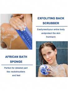 African Mesh Bath Sponge, African Mesh Long Bath Mesh Sponge Exfoliating Shower Body Scrubber Back Scrubber Skin Smooth Towel Nylon Korean Exfoliating Body Wash/Towel Japanese Body Wash/Towel Shower Gel Cleansing Sponge Back And Body Use, Loofah Body Scrub, Bathroom Accessories, Back Scrub Towel, Elastic Nylon Back Exfoliating Tool, Deep Cleansing Body Massage Bath Brush For Men And Women