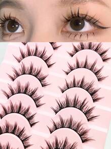 10 pares/caja de pestañas postizas ultra-naturales y dramáticas, pestañas falsas en forma de espiga para cosplay de demonios y manga, adecuadas para principiantes y maquillaje diario, ideales para convenciones de anime