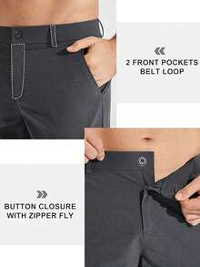SANOPY Mens Golf Pants Stretch Work Dress Pants  Quick Dry Lightweight Casual Comfy Trousers With Pockets - 深灰色 - 查看 5