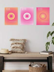 3件套直觉墙饰、天使数字墙饰、活力渐变帆布印刷品、励志文字家居装饰、精神指引艺术墙贴、墙饰、活力色调房间装饰墙挂海报，适用于客厅、卧室、浴室 - 3件/套 - 查看 7