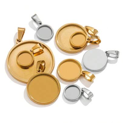 5pcs304 Stainless Steel Cabochon Pendant Setting Stones Blank Base DIY Necklace Earrings Jewelry Accessories Making