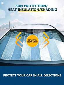 1PC Car Silver Foldable Sunshade For Summer Small Cars Car Windshield Sunshade Folding Barrier - one-size - View 5