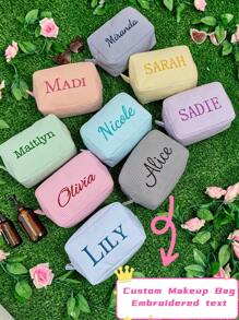 Custom Makeup Bag, Bridal Shower Gift, Personalized Bridesmaid Gifts, Wedding Gift, Travel Toiletry Bag, Cosmetic Bag, Birthday Gift For Her, Personalized Cosmetic Bag, Monogrammed Toiletry Bag Leisure, Basics, Casual, Soft, Unique, Customized, Personalized, Custom, Ideal Gifts For Her, Girlfriend, Her, Boyfriend, Friends, Easy Comfort