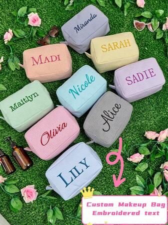 カスタムメイクアップバッグ、ブライダルシャワーギフト、パーソナライズされたブライズメイドギフト、ウェディングギフト、トラベルトイレタリーバッグ、化粧品バッグ、彼女への誕生日ギフト、パーソナライズされた化粧品バッグ、モノグラムトイレタリーバッグ レジャー、ベーシック、カジュアル、ソフト、ユニーク、カスタマイズ、パーソナライズ、カスタム、彼女、彼女の友人、彼女のボーイフレンド、クリスマスビューティーアクセサリー向けの理想的なギフト