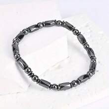 1 件经典串珠弹性手链，适合男女，珠子数量颜色排列随机 - 黑色 - 查看 5