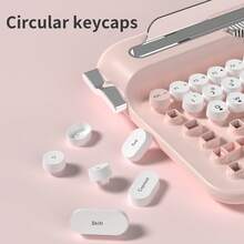 AJAZZ AF84薄膜键盘蒸汽复古朋克打字机ABS注塑84键卡槽支架圆形键帽无线蓝牙双模办公键盘操作简便即插即用快速响应低延迟可爱打字机女生键盘平板连接 - 彩色 - 查看 8