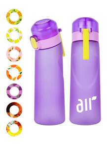 1 pièce Bouteille d'eau parfumée, bouteille avec un pod de saveur aléatoire, bouteille à eau 0 sucre 0 calorie avec paille pour l'extérieur, tasse étanche - convient pour la salle de gym, la course, la bouteille d'eau de sport