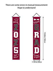 Paquete de 2 - Decoraciones de graduación Clase de 2025 Letrero de pórtico Clase de 2025 Rojo Plata para suministros de la fiesta de graduación Clase de 2025 - Felicitaciones Pancarta de graduación Letrero de casa de graduación Decoraciones de la fiesta de graduación Clase de 2025 - Graduación - Decoraciones de graduación - Rojo - Ver 8