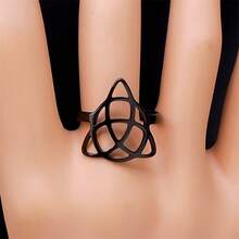 Gothic Triquetra Celtic Rune Of Protection Finger Ring For Women Men Stainless Steel Holy Trinity Adjustable Rings Jewelry Gifts - Ring - View 5