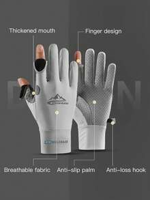 1 双 GOLOVEJOY 男士夏季透气冰丝手套，UPF 防晒露指手套，适合骑自行车、驾驶、徒步旅行、钓鱼等户外活动 - 防滑，兼容触摸屏