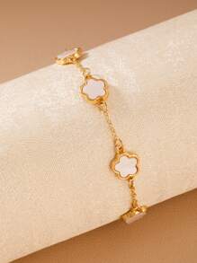 1 pieza Brazalete minimalista de moda con flor de 5 pétalos, diseño clásico elegante, apto para uso diario, gran regalo para amigos