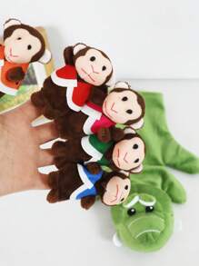 hoojojo Set de 6 títeres de dedo, con diseño de mono, títeres miniatura, títeres lindos, accesorios interactivos, para juego de roles, reuniones familiares, actuaciones divertidas, eventos escolares, fiestas, festivales, regalos.