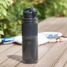(4 Pack) 32 Fluid Oz Rich Black Solid Print Plastic Water Bottle With Wide Mouth Lid - richblack - View 1