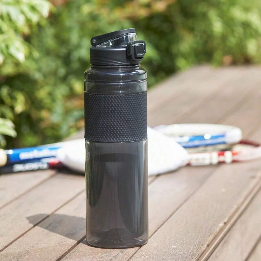 (4 Pack) 32 Fluid Oz Rich Black Solid Print Plastic Water Bottle With Wide Mouth Lid - richblack - View 1